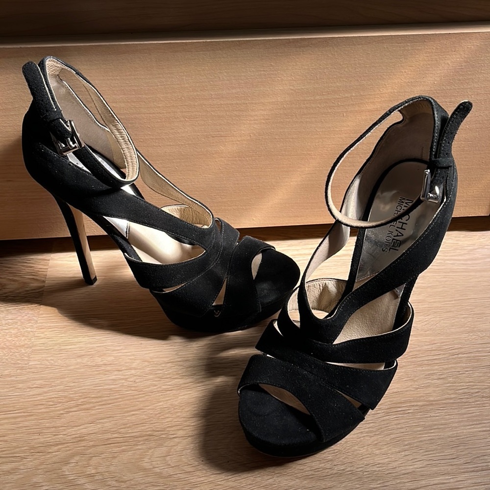 Black Michael Kors Open Toe Black Heels